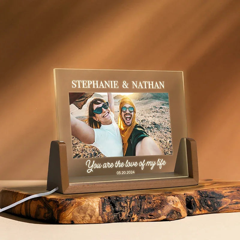 Lovelight Couples Picture Frame with U-shaped Night Light - GiftShire