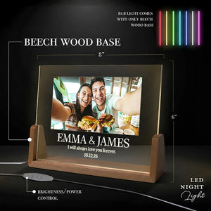 Lovelight Couples Picture Frame with U-shaped Night Light - GiftShire