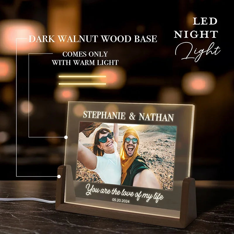 Lovelight Couples Picture Frame with U-shaped Night Light - GiftShire