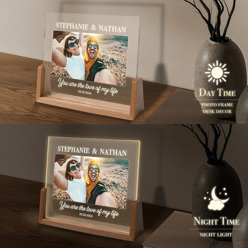 Lovelight Couples Picture Frame with U-shaped Night Light - GiftShire