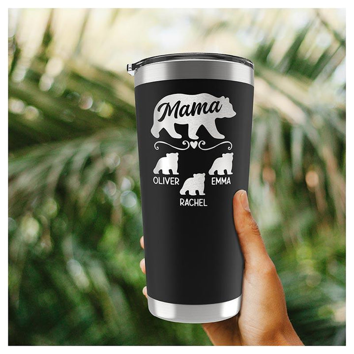 Custom Mama Bear Tumbler with Engraved Kids' Names - GiftShire