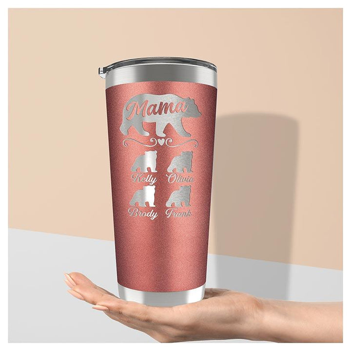 Custom Mama Bear Tumbler with Engraved Kids' Names - GiftShire