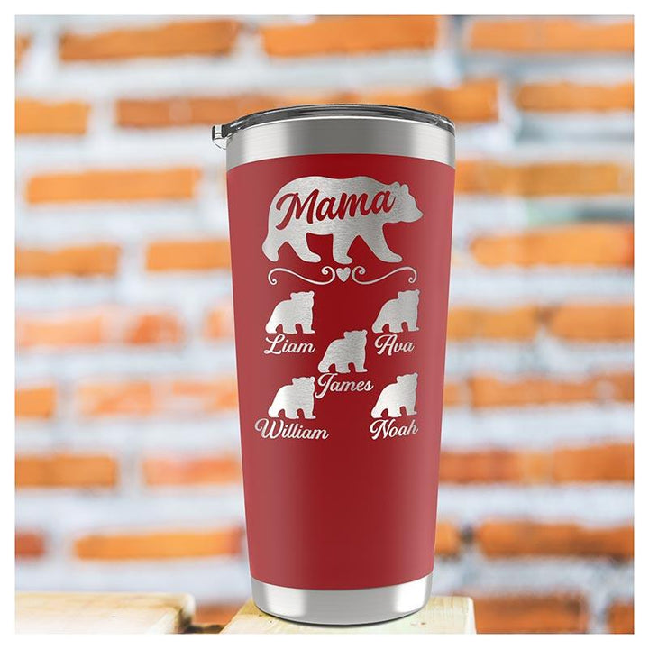Custom Mama Bear Tumbler with Engraved Kids' Names - GiftShire
