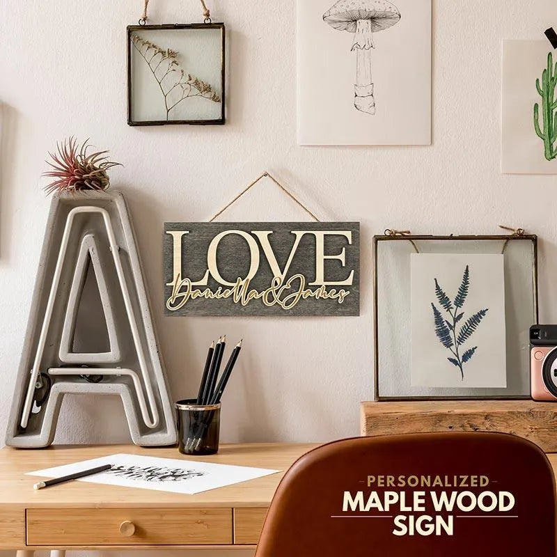 Maple Wood Love Sign - GiftShire