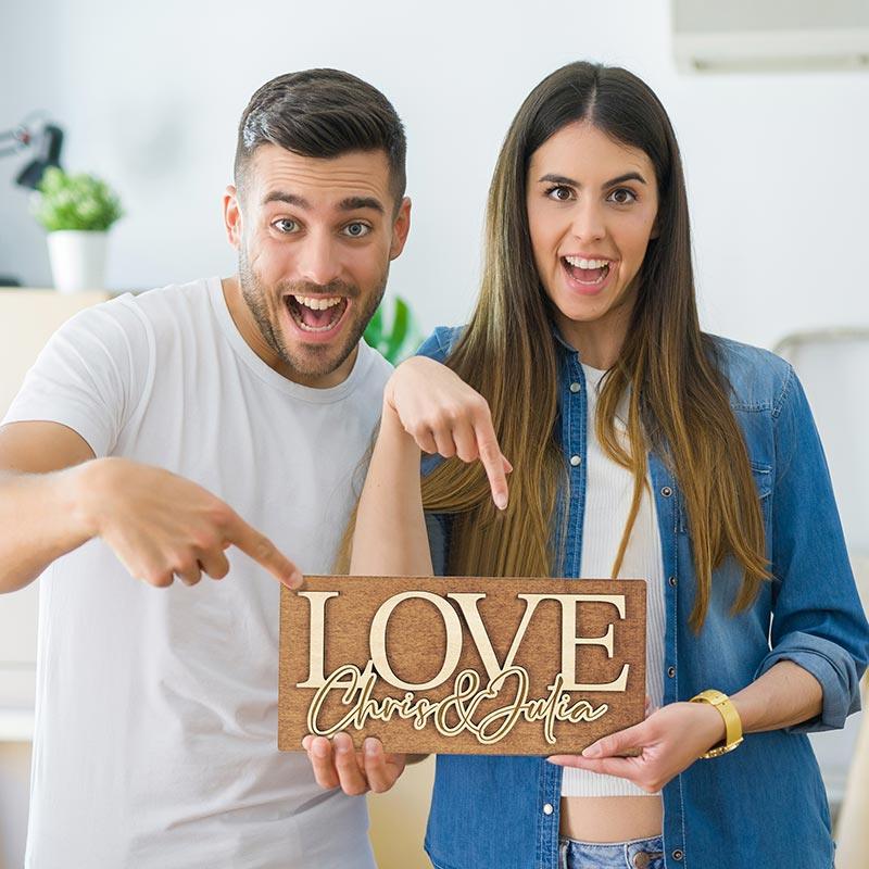Personalized Cutout Love Sign with Couple Names – GiftShire