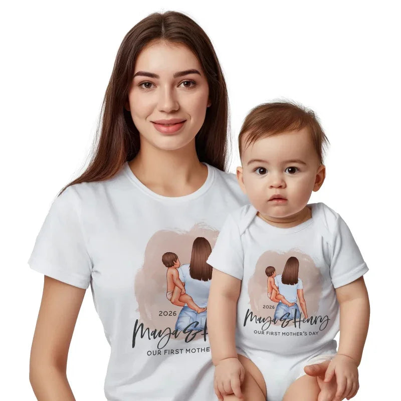 Baby and Mom' 1st Mother's Day Customized Matching Shirts - GiftShire