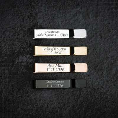 Men's Tie Clip Double-Sided Groomsmen Engraving