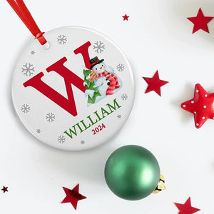 Merry Christmas Initial Ornament with Personalized Name - GiftShire