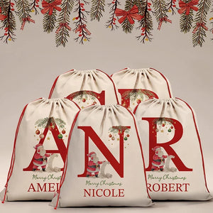 Merry Christmas Initial Personalized Santa Sack with Name - GiftShire