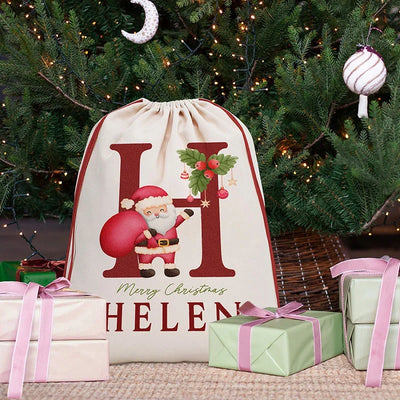 Merry Christmas Santa Sack, Personalized with Name and Initial - GiftShire
