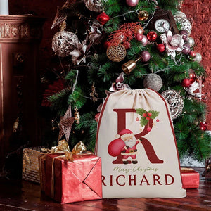 Merry Christmas Santa Sack, Personalized with Name and Initial - GiftShire