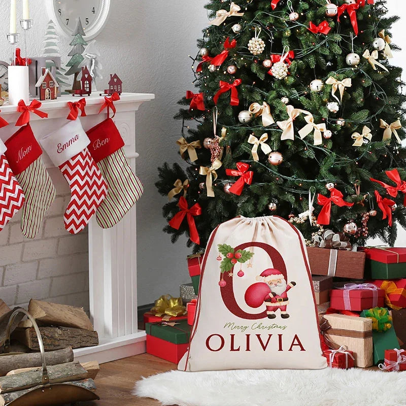 Merry Christmas Santa Sack, Personalized with Name and Initial - GiftShire