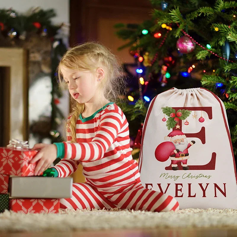 Merry Christmas Santa Sack, Personalized with Name and Initial - GiftShire