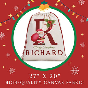Merry Christmas Santa Sack, Personalized with Name and Initial - GiftShire