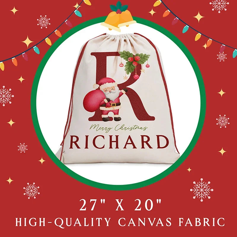 Merry Christmas Santa Sack, Personalized with Name and Initial - GiftShire