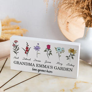 Mom and Kids Garden - Wooden Block Sign - GiftShire