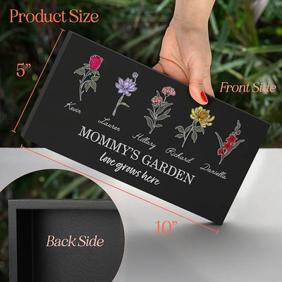 Mom and Kids Garden - Wooden Block Sign - GiftShire