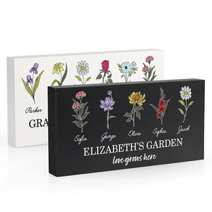 Mom and Kids Garden - Wooden Block Sign - GiftShire