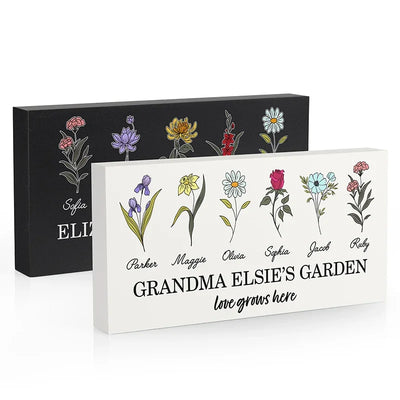 Mom and Kids Garden - Wooden Block Sign - GiftShire