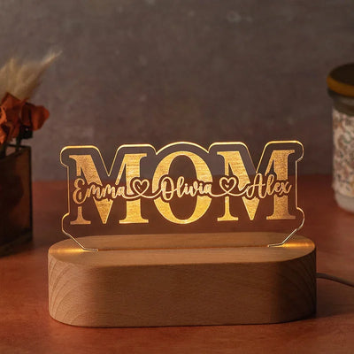 Personalized Mom Acrylic Cut Light with Heart - GiftShire