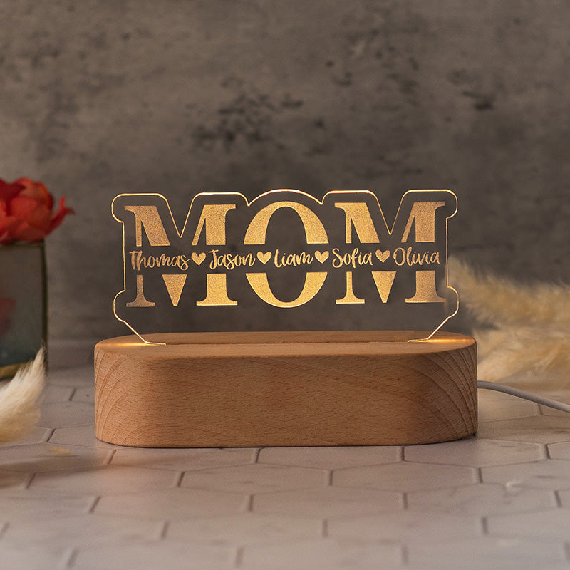 Personalized MOM Night Light – Kids’ Name Engraved – GiftShire