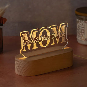 Personalized Mom Acrylic Cut Light with Heart - GiftShire
