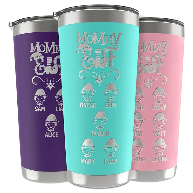 Daddy Elf and Mommy Elf Personalized Tumbler for Christmas - GiftShire