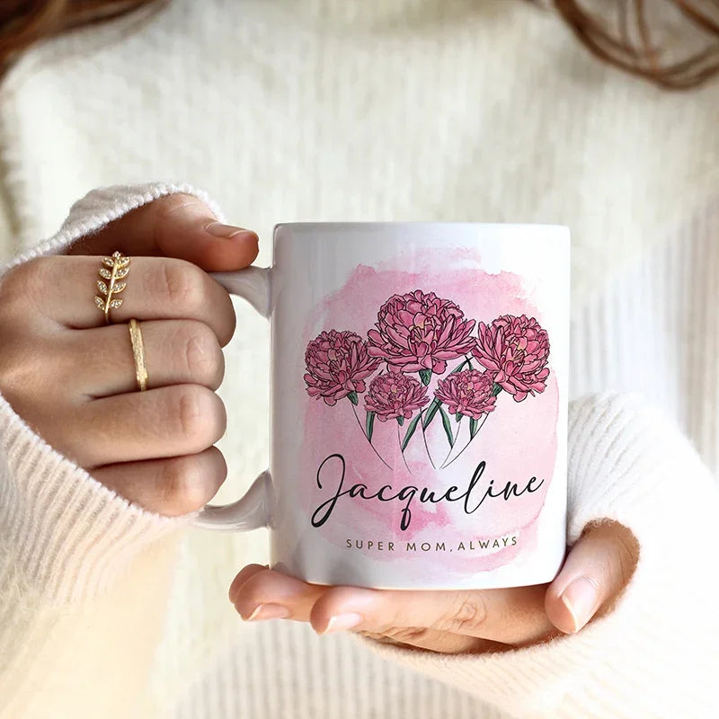 Mom's Flower - Birth Month Ceramic Custom Mug - GiftShire
