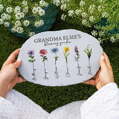 Mother’s Day Gift for Grandma - Garden Stepping Stone with Birthflowers