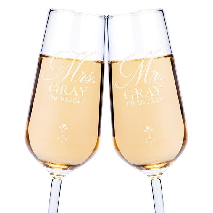 Mr and Mrs Champagne Flutes - GiftShire