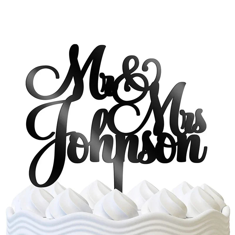 Mr and Mrs Custom Wedding Cake Topper - GiftShire