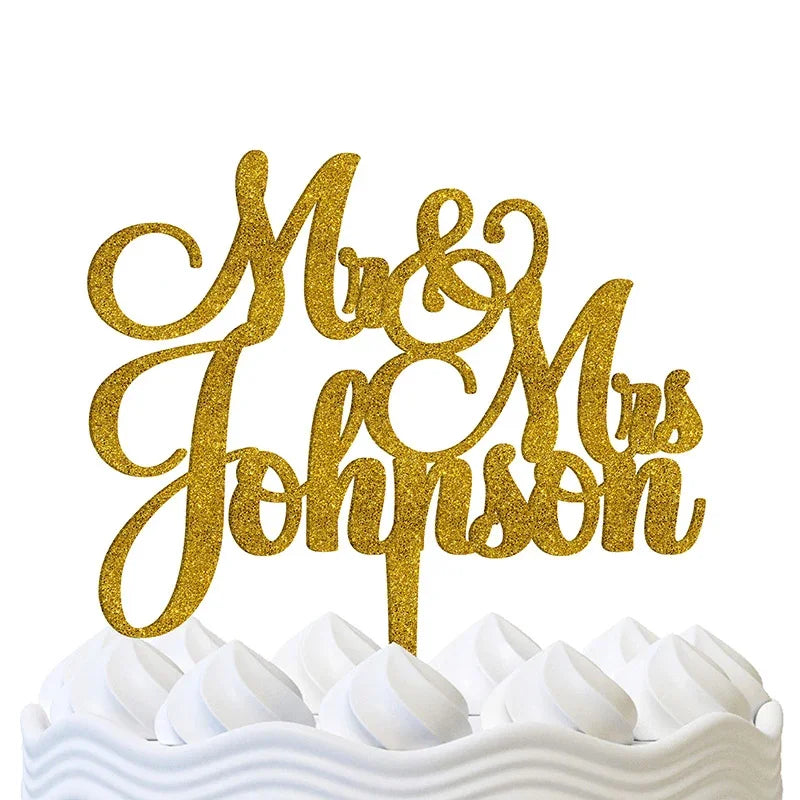 Mr and Mrs Custom Wedding Cake Topper - GiftShire