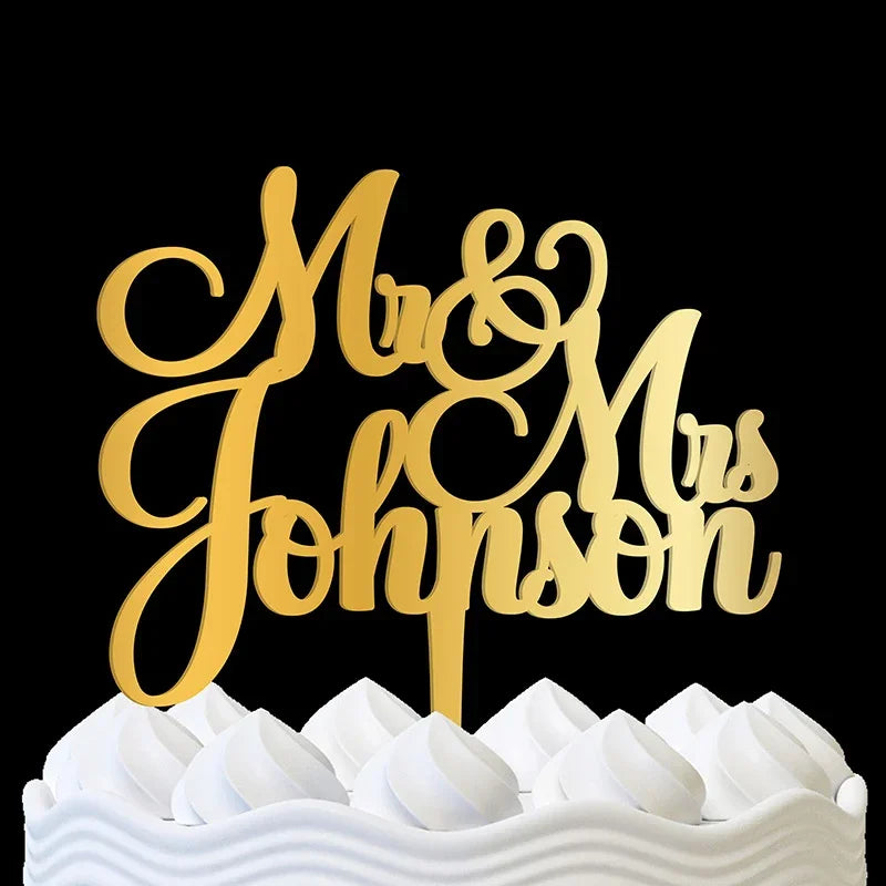 Mr and Mrs Custom Wedding Cake Topper - GiftShire