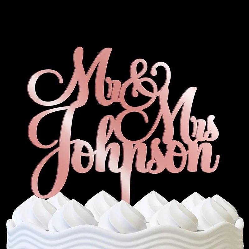 Mr and Mrs Custom Wedding Cake Topper - GiftShire