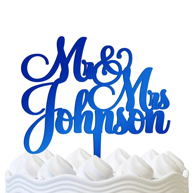 Mr and Mrs Custom Wedding Cake Topper - GiftShire