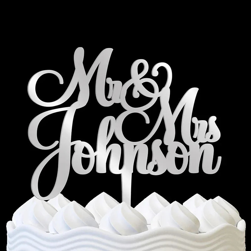 Mr and Mrs Custom Wedding Cake Topper - GiftShire