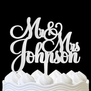Mr and Mrs Custom Wedding Cake Topper - GiftShire