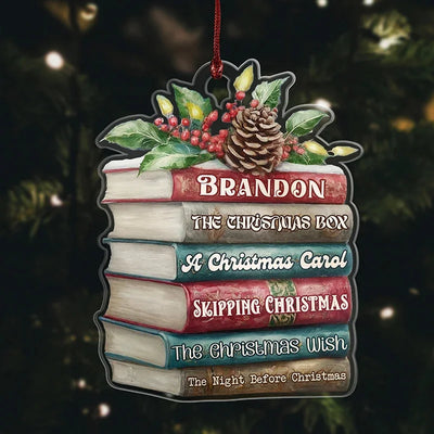 Ornament Gift for Book Lovers - Title of Your Book Stack