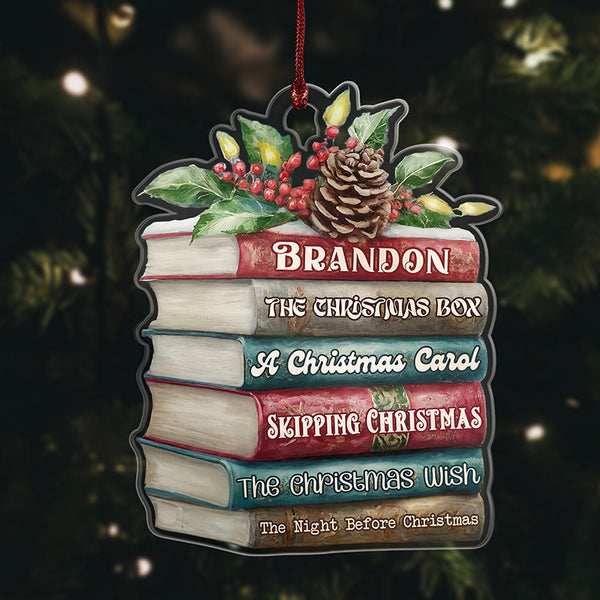 Ornament Gift for Book Lovers - Title of Your Book Stack