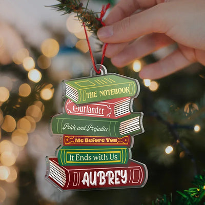 Ornament Gift for Book Lovers - Title of Your Book Stack
