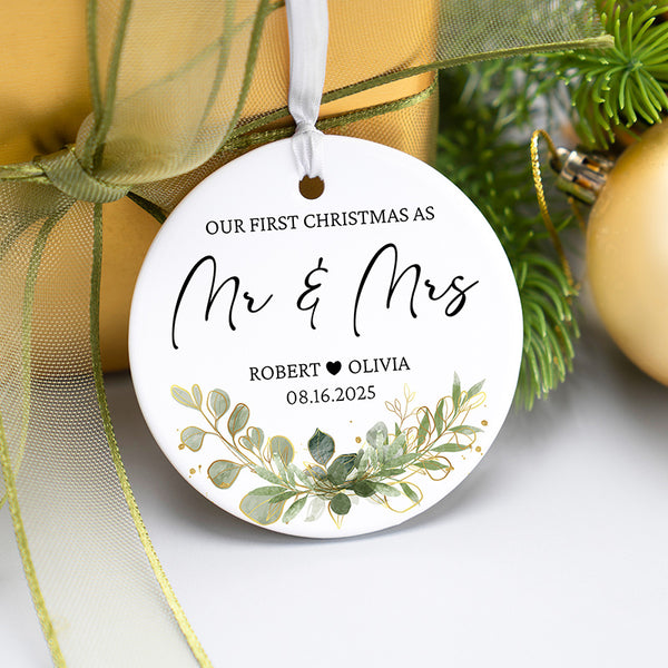 Our 1st Christmas As Mr & Mrs – Double-Sided Photo Ornaments