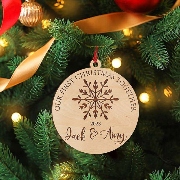 Our First Christmas Together Ornament, Engagement Gift for Couples