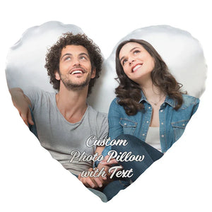 Personalize Heart Shape Photo Pillow with Text - GiftShire