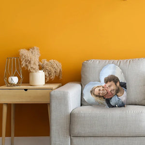 Personalize Heart Shape Photo Pillow with Text - GiftShire