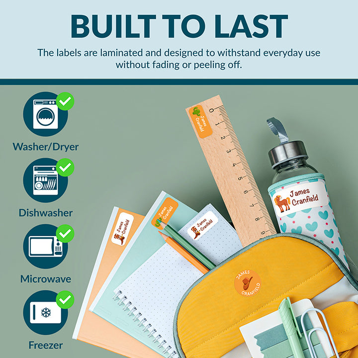 Personalized Waterproof Name Labels for School, Daycare