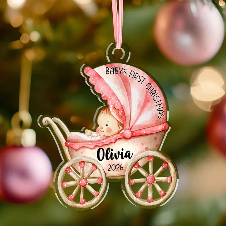 Personalized Baby Carriage Christmas Ornament
