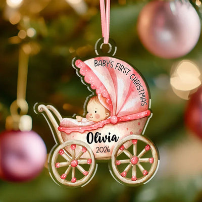 Personalized Baby Carriage Christmas Ornament