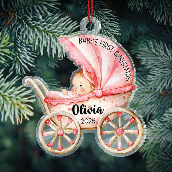 Personalized Baby Carriage Christmas Ornament