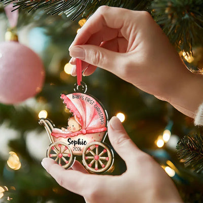 Personalized Baby Carriage Christmas Ornament