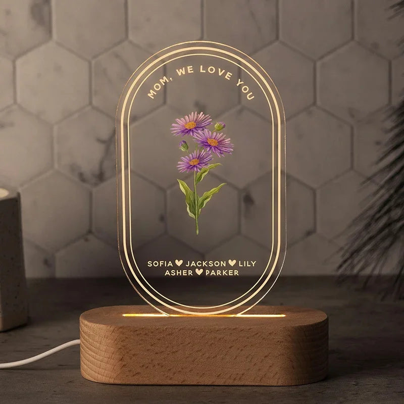 Personalized Best Mom Ever Gifts - Flower Night Light - GiftShire